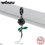 925 Sterling Silver Rose Charm Pendant for Bracelet Necklace