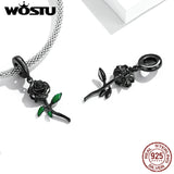 925 Sterling Silver Rose Charm Pendant for Bracelet Necklace