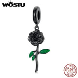 925 Sterling Silver Rose Charm Pendant for Bracelet Necklace