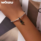 925 Sterling Silver Rose Charm Pendant for Bracelet Necklace