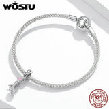 Glass Slipper Zircon Charm Pendant 925 Silver Bead DIY Bracelet Jewelry