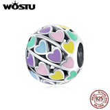 Colorful Heart Shaped Charms 925 Sterling Silver Beads for DIY Bracelet
