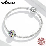 Colorful Heart Shaped Charms 925 Sterling Silver Beads for DIY Bracelet