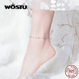 925 Sterling Silver Beads Ball Anklet Chain Bracelet Women Foot Leg Chain