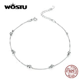 925 Sterling Silver Beads Ball Anklet Chain Bracelet Women Foot Leg Chain