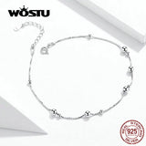 925 Sterling Silver Beads Ball Anklet Chain Bracelet Women Foot Leg Chain