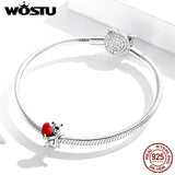 Bear Charm 925 Sterling Silver Red Heart Bracelet Pendant DIY Jewelry CQC1610