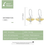 Bee Drop Earrings 925 Sterling Silver Zircon Dangle Earrings