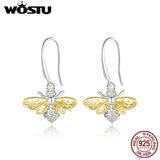 Bee Drop Earrings 925 Sterling Silver Zircon Dangle Earrings