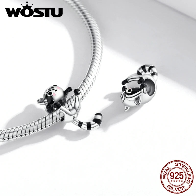 Little Raccoon 925 Sterling Silver Charm Bead Bracelet Jewelry Gift