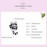 Little Raccoon 925 Sterling Silver Charm Bead Bracelet Jewelry Gift