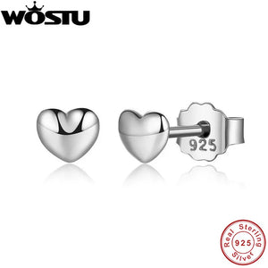 925 Sterling Silver Petite Hearts Stud Earrings Gift