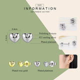 925 Sterling Silver Petite Hearts Stud Earrings Gift
