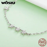 925 Silver Moon & Stars Chain Bracelet For Women CQB007