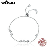 925 Silver Moon & Stars Chain Bracelet For Women CQB007