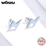 Bright Lightning Opal Stud Earrings 925 Sterling Silver Women Tiny Earrings