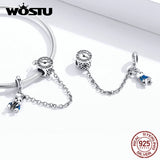 Sterling Silver Bunny & Clock Safety Chain Charm for Bracelet FIC1443