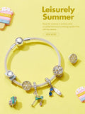 925 Silver Cactus Charms Green Cactus Pink Petal Flowers Beads Bracelet Charms