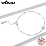 925 Silver Opal Chain Women Bracelet Lobster Clasp