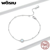 925 Silver Opal Chain Women Bracelet Lobster Clasp