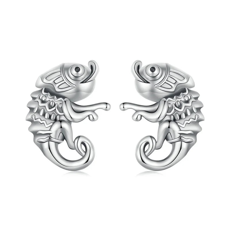 Chameleon Earrings 925 Sterling Silver Mini Stud Anniversary Party Jewelry