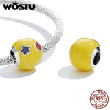 925 Silver Star Eyes Smiley Pendant Bead for DIY Jewelry