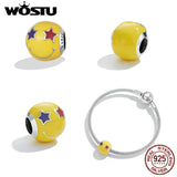 925 Silver Star Eyes Smiley Pendant Bead for DIY Jewelry