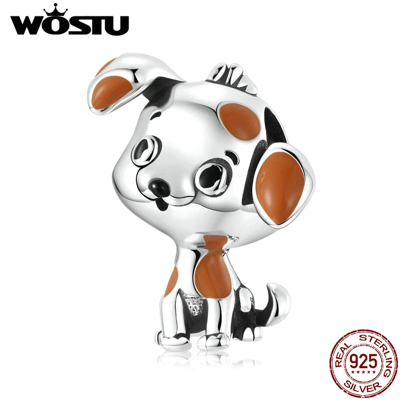 925 Silver Dog Pendant Beads for Bracelets Necklace
