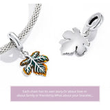 925 Silver Maple Leaf Peach Pendant Charm for Bracelet Necklace