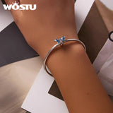925 Silver Butterfly Pendant Charm for Bracelet Zircon Necklace Jewelry