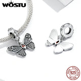 925 Silver Butterfly Pendant Charm for Bracelet Zircon Necklace Jewelry