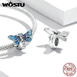 925 Silver Butterfly Pendant Charm for Bracelet Zircon Necklace Jewelry