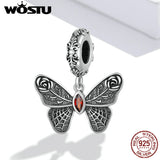 925 Silver Butterfly Pendant Charm for Bracelet Zircon Necklace Jewelry