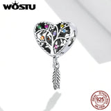 925 Sterling Silver Tree of Life Heart Beads Pendant for DIY Jewelry
