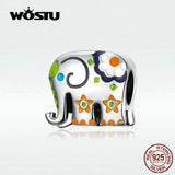 Colorful Elephant Beads 925 Sterling Silver Charms for Bracelet Pendant