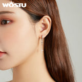 925 Silver Tassel Earrings CZ Studs Women Brincos
