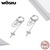 925 Silver Tassel Earrings CZ Studs Women Brincos