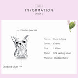 925 Silver Bulldog Charm Enamel Bead for Jewelry DIY