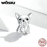 925 Silver Bulldog Charm Enamel Bead for Jewelry DIY