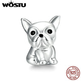 925 Silver Bulldog Charm Enamel Bead for Jewelry DIY