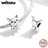 925 Silver Bulldog Charm Enamel Bead for Jewelry DIY