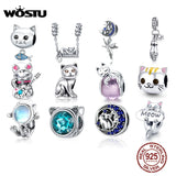 925 Sterling Silver Cat Zirconia Bead for DIY Jewelry