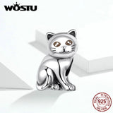 925 Sterling Silver Cat Zirconia Bead for DIY Jewelry