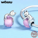 925 Sterling Silver Cat Zirconia Bead for DIY Jewelry