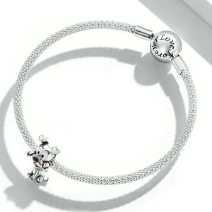 Dog Animal 925 Silver Pendant Charm Bead Wedding Bracelet Necklace Bangle