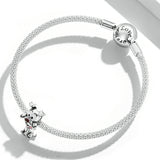 Dog Animal 925 Silver Pendant Charm Bead Wedding Bracelet Necklace Bangle