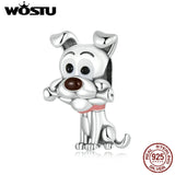 Dog Animal 925 Silver Pendant Charm Bead Wedding Bracelet Necklace Bangle