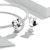 Dog Animal 925 Silver Pendant Charm Bead Wedding Bracelet Necklace Bangle