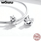 Squirrel Charms 925 Sterling Silver Animal Beads for Bracelet Necklace Pendant