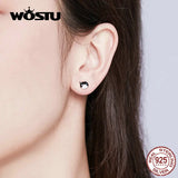 Cat & Fish Sterling Silver Stud Earrings